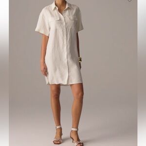 NWT J. Crew Utility shirtdress in linen, size S Natural